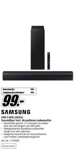MediaMarkt SAMSUNG Soundbar incl. draadloze subwoofer aanbieding