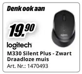 MediaMarkt logitech M330 Silent Plus - Zwart Draadloze muis aanbieding