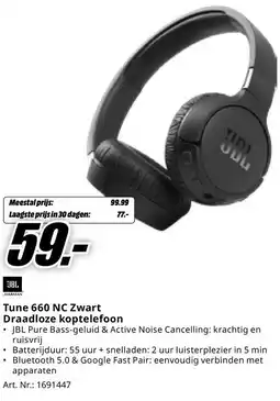 MediaMarkt Tune 660 NC Zwart Draadloze koptelefoon aanbieding
