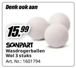 MediaMarkt Wasdrogerballen Wol 3 stuks aanbieding