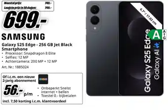 MediaMarkt Galaxy S25 Edge - 256 GB Jet Black Smartphone aanbieding