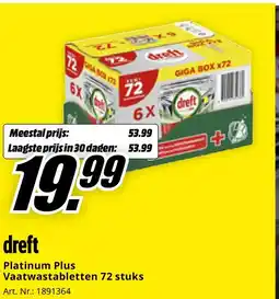 MediaMarkt Platinum Plus Vaatwastabletten 72 stuks aanbieding