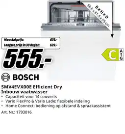 MediaMarkt SMV4EVX00E Efficient Dry Inbouw vaatwasser aanbieding
