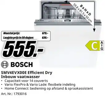 MediaMarkt SMV4EVX00E Efficient Dry Inbouw vaatwasser aanbieding