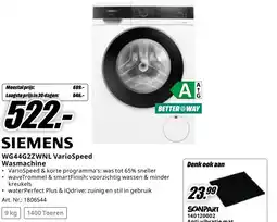 MediaMarkt WG44G2ZWNL VarioSpeed Wasmachine aanbieding