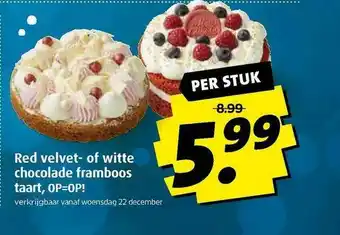 Boni Red Velvet- Of Witte Chocolade Of Framboos Taart aanbieding