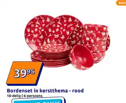 Action Bordenset in kerstthema rood aanbieding