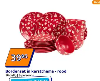 Action Bordenset in kerstthema rood aanbieding
