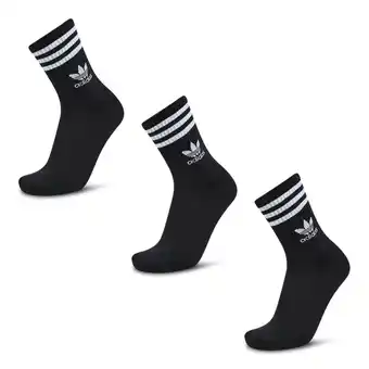 Foot Locker Adidas Solid Crew 3 Pack Sokken Unisex - Zwart - Maat 40-42 aanbieding