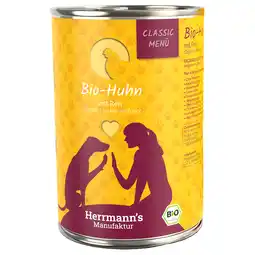 Zooplus Herrmann's Bio-Menu Graanvrij 24 x 400 g Hondenvoer - Bio-Kip met Bio-Rijst aanbieding