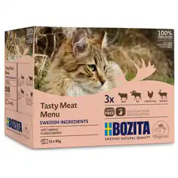 Zooplus 12x85g Stukjes in Gelei Pouch Vlees Menu Bozita Kattenvoer aanbieding