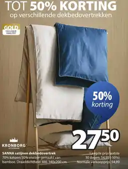 Jysk SANNA satijnen dekbedovertrek aanbieding