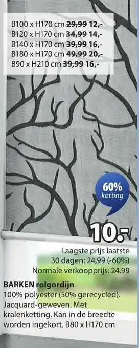 Jysk Barken Rolgordijn aanbieding