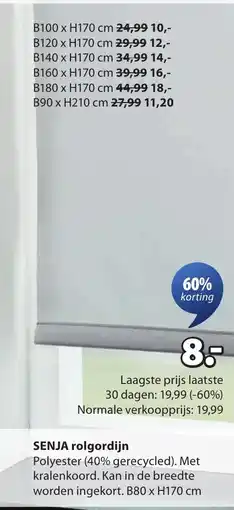 Jysk Senja rolgordijn aanbieding