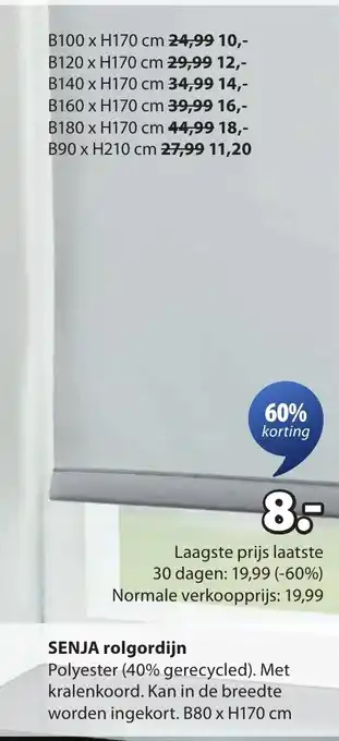 Jysk Senja rolgordijn aanbieding