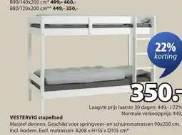 Jysk Vestervig stapelbed aanbieding