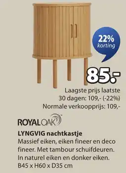 Jysk Royal oak lyngvig nachtkastje aanbieding