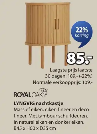 Jysk Royal oak lyngvig nachtkastje aanbieding