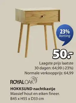 Jysk Royal oak hokksund nachtkastje aanbieding