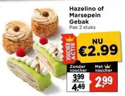 Vomar Voordeelmarkt Hazelino of Marsepein Gebak aanbieding