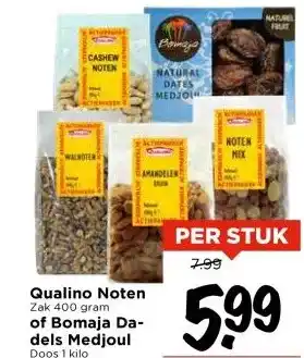 Vomar Voordeelmarkt Qualino Noten of Bomaja Dadels Medjoul aanbieding