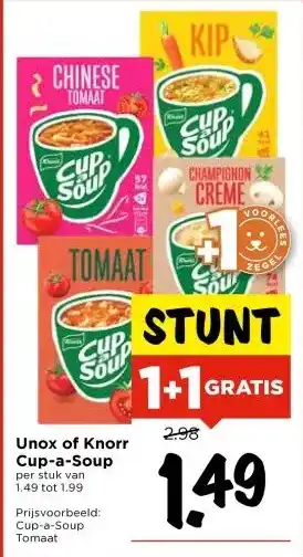 Vomar Voordeelmarkt Unox of Knorr Cup-a-Soup aanbieding