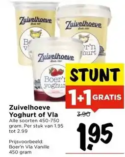 Vomar Voordeelmarkt Zuivelhoeve Yoghurt of Vla aanbieding