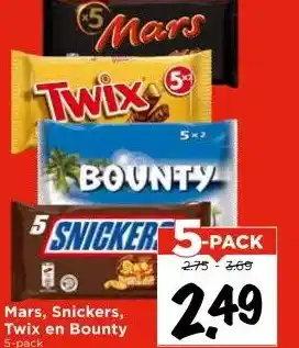 Vomar Voordeelmarkt Mars, Snickers, Twix en Bounty aanbieding