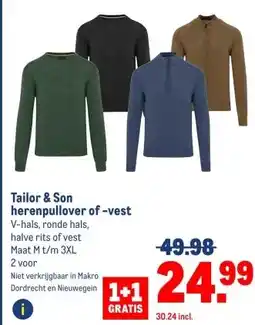 Makro Tailor & Son herenpullover of -vest aanbieding