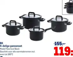 Makro BK 4-delige pannenset Model Flow Cool Black aanbieding