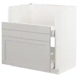 IKEA Wit metod keukenblok met grijze lerhyttan fronten, klassiek design aanbieding