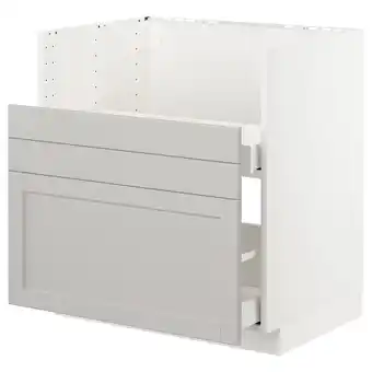 IKEA Wit metod keukenblok met grijze lerhyttan fronten, klassiek design aanbieding