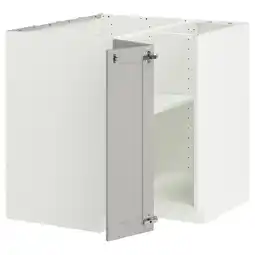IKEA Metod keukenkast, lichtgrijs. Vierkant wit meubel met grijze deur, scharnierend aanbieding