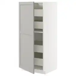 IKEA Witte metod keukenkast, lichtgrijs met verstelbare legplanken, geopend aanbieding