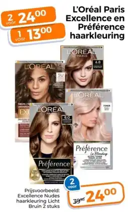 Trekpleister L'Oréal Paris Excellence en Préférence haarkleuring aanbieding