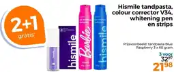 Trekpleister Hismile tandpasta, colour corrector V34, whitening pen en strips aanbieding