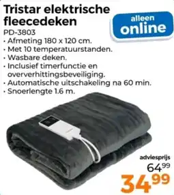 Trekpleister Tristar elektrische fleecedeken aanbieding