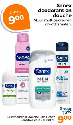 Trekpleister Sanex deodorant en douche aanbieding