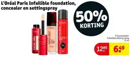 Kruidvat L'Oréal Paris Infailible foundation, concealer en settingspray aanbieding