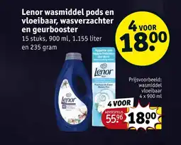 Kruidvat Lenor wasmiddel pods en vloeibaar, wasverzachter en geurbooster aanbieding