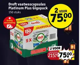 Kruidvat Dreft vaatwascapsules Platinum Plus Gigapack aanbieding