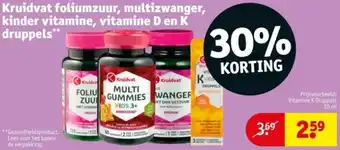 Kruidvat Kruidvat foliumzuur, multizwanger, kinder vitamine, vitamine D en K druppels aanbieding