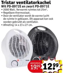 Kruidvat Tristar ventilatorkachel Wit PD-8972E en zwart PD-8971E aanbieding