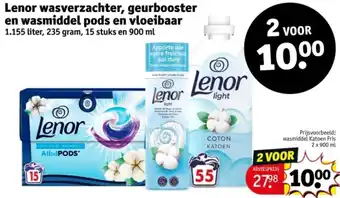 Kruidvat Lenor wasverzachter, geurbooster en wasmiddel pods en vloeibaar aanbieding