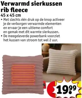 Kruidvat Verwarmd sierkussen rib fleece aanbieding