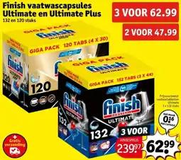 Kruidvat Finish vaatwascapsules Ultimate en Ultimate Plus aanbieding