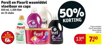 Kruidvat Persil en Fleuril wasmiddel vloeibaar en caps aanbieding