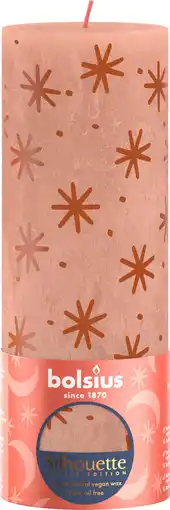 Intratuin Bolsius stompkaars Rustiek silhouette roze 85 uur D 6,8 H 19 cm aanbieding