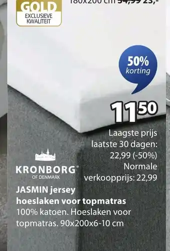 Jysk JASMIN jersey hoeslaken voor topmatras aanbieding