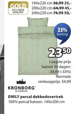 Jysk EMILY percal dekbedovertrek aanbieding